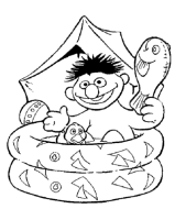 A coloring page of sesame street